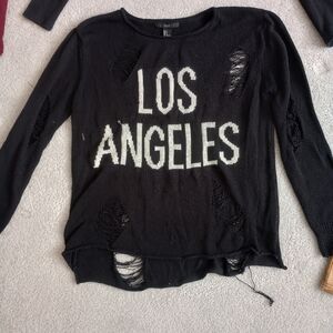 Black Distressed 'Los Angeles' Sweater
